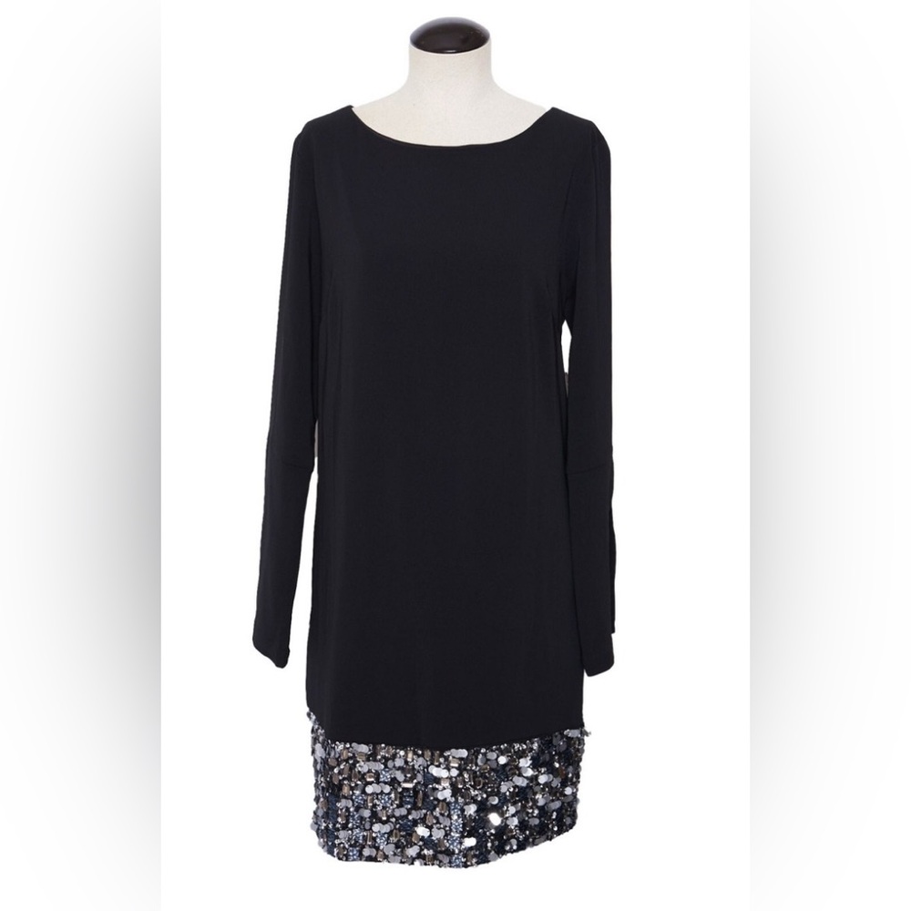 Black Cocktail Shift Dress Sequin Bottom Cocktail Dress Size‎ 2 Gorgeous chic